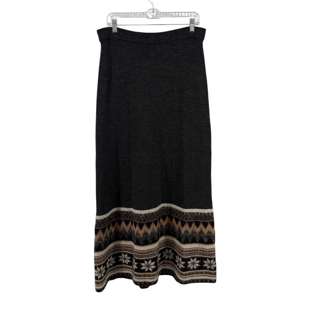 Sleeping on Snow Anthropologie Wool Mohair Maxi Skirt L Fair Isle Cabincore